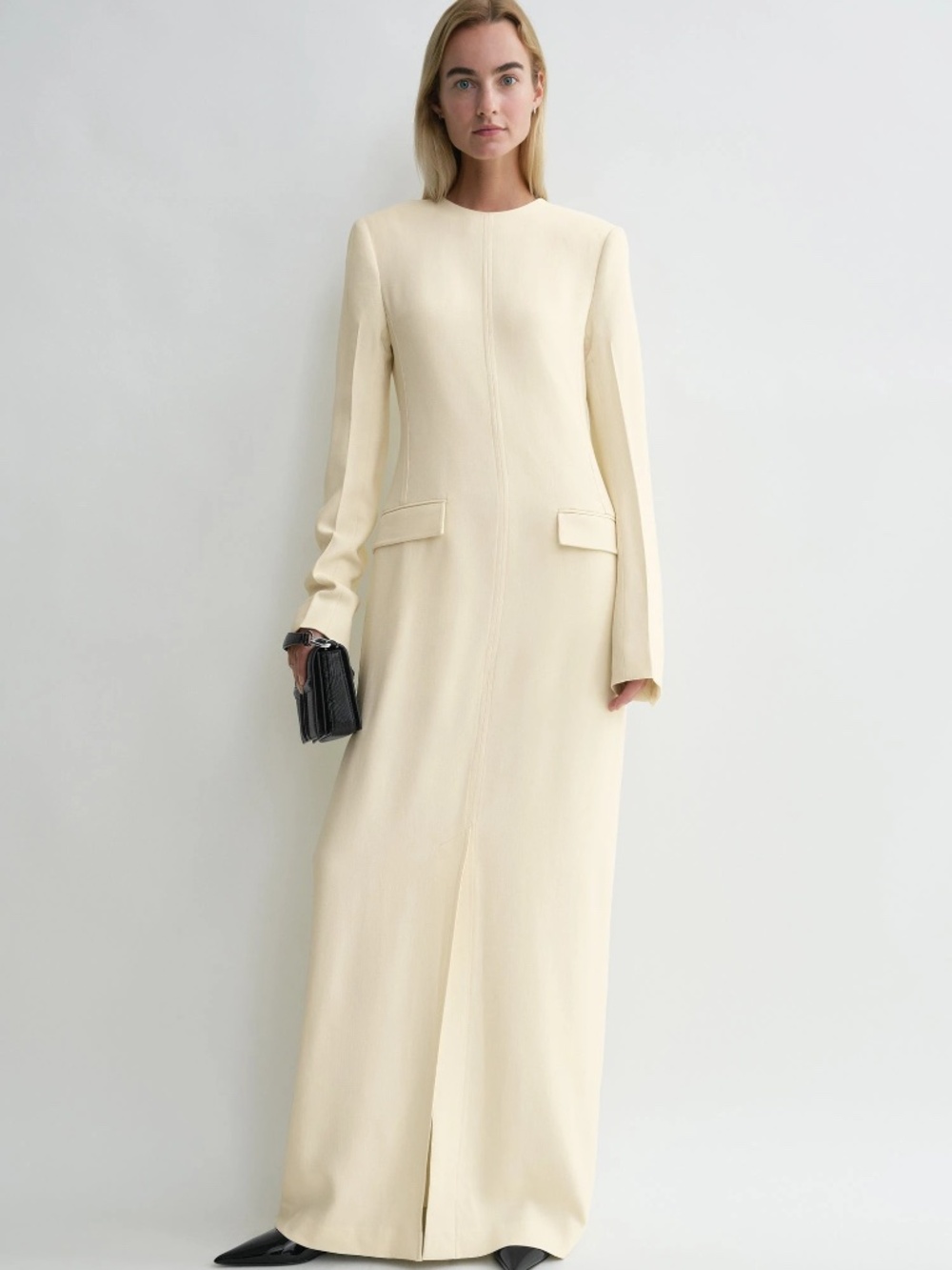 Toteme Pocket Crepe Maxi Dress, Butter Yellow, Size 34, NWT